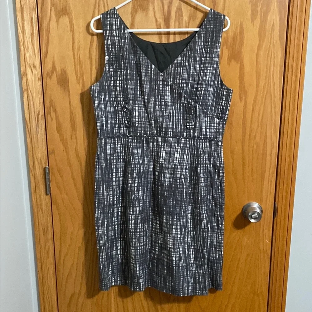 J. Crew Gray and White Sleeveless Sheath Dress
